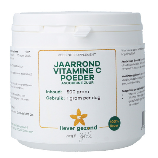 Liever Gezond Vitamine C poeder zuur jaarrond 500 Gram
