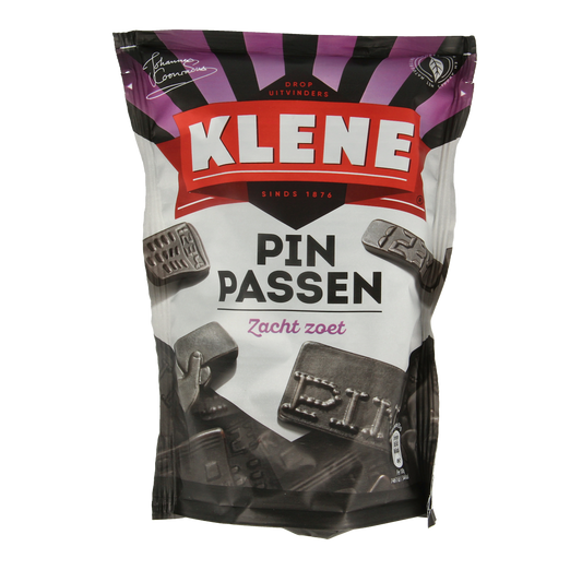 Klene Pinpassen snoepgoed in 210g package, colorful assorted candies with bright wrappers and sweet appearance.