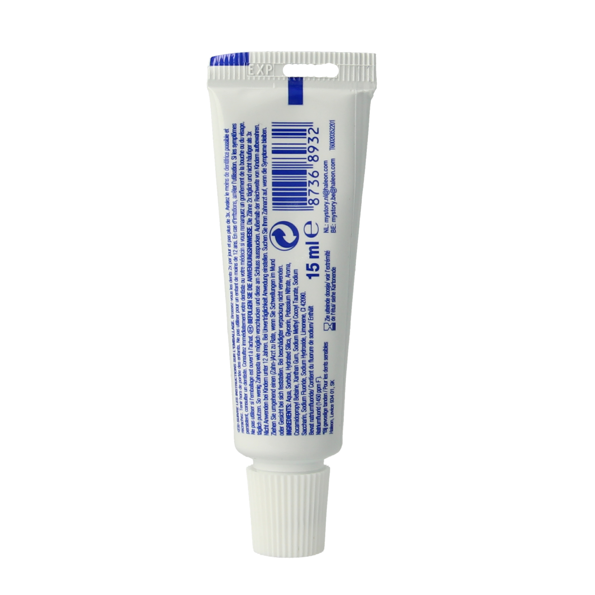 Sensodyne Extra Fresh Gel Toothpaste mini 15ml tube showing the blue and white packaging and brand logo.