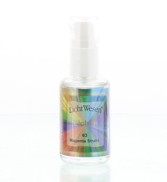 Lichtwesen Elohim Goudwater tinctuur magenta in 30ml bottle, spiritual product for healing and energy balance.