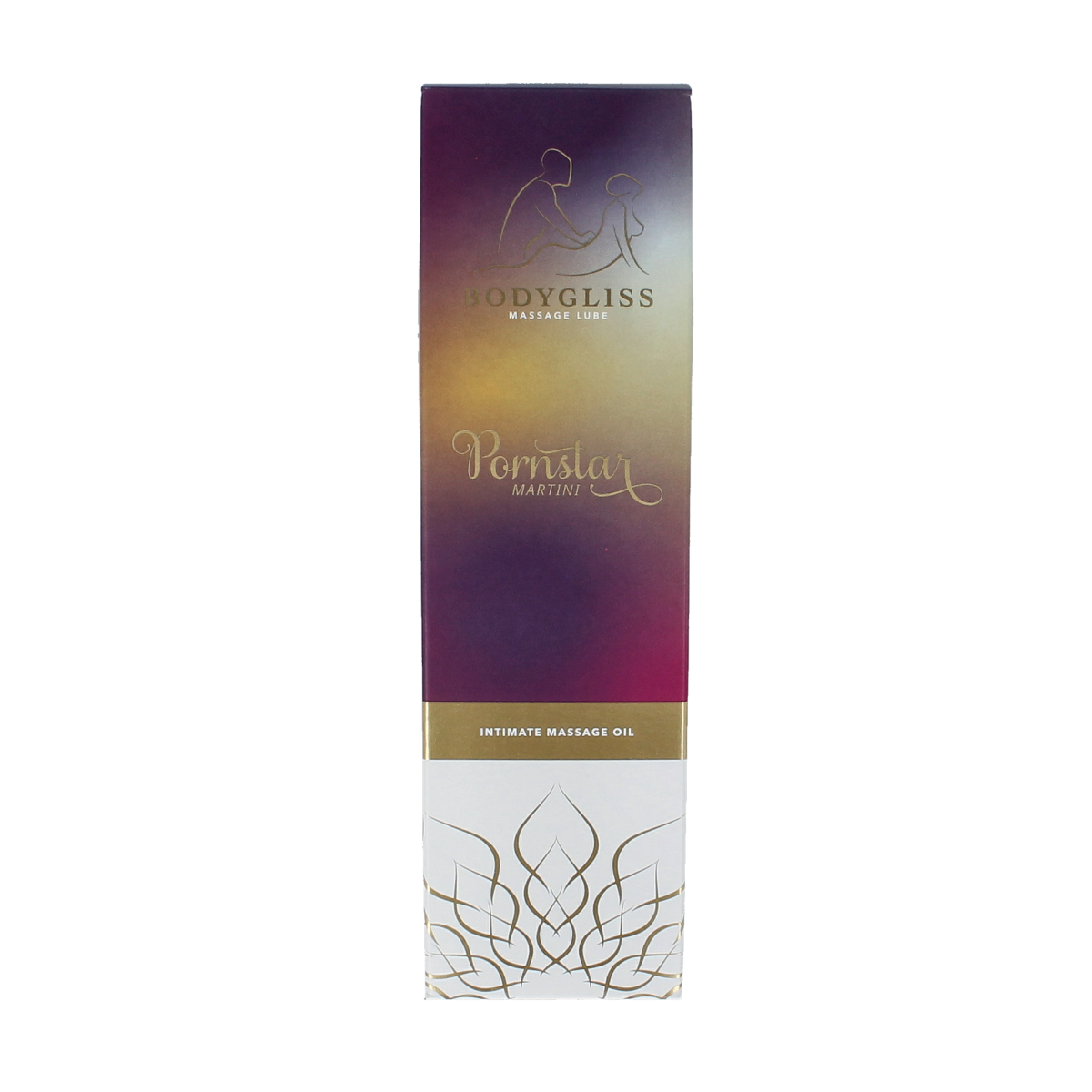 Bodygliss Massage Oil and Lubricant in Pornstar Martini scent, 150ml, smooth and moisturizing bodygliss glijmiddel product.