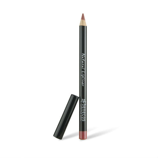 Benecos Natural Beauty lipliner in Bruin, close-up of the brown make-up pencil with its natural packaging.