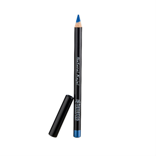 Benecos Natural Beauty kajal eyeliner in vibrant blue, displayed with the pencil tip and packaging for natural eye makeup look.