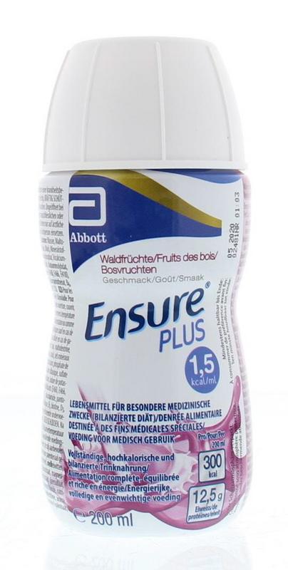 Ensure Plus bosvruchten medical dietary supplement in 200ml bottle, fruit-flavored nutritional drink from Ensure.