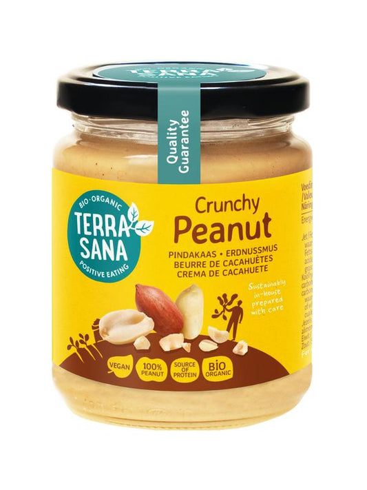 TerraSana Pindakaas crunchy zonder zout bio 250.00 Gram