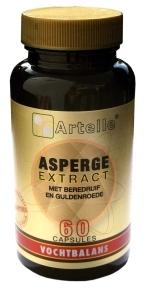 Artelle Asperge extract capsules, herbal supplement in a clear bottle with a white label, featuring green and purple accents.