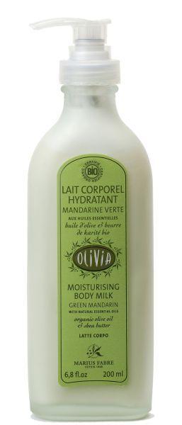 Marius Fabre Olivia body lotion in 230ml bottle, moisturizing body care product with floral scent and elegant packaging.