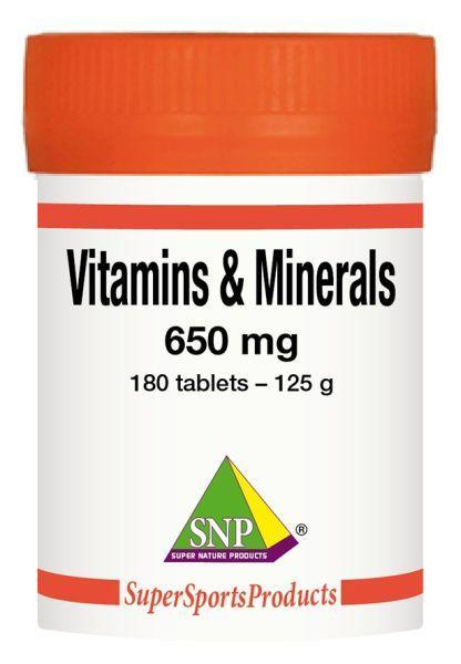 SNP Vitamins and Minerals Complex bottle with 180 tablets, dietary multivitamin supplement for daily nutritional support