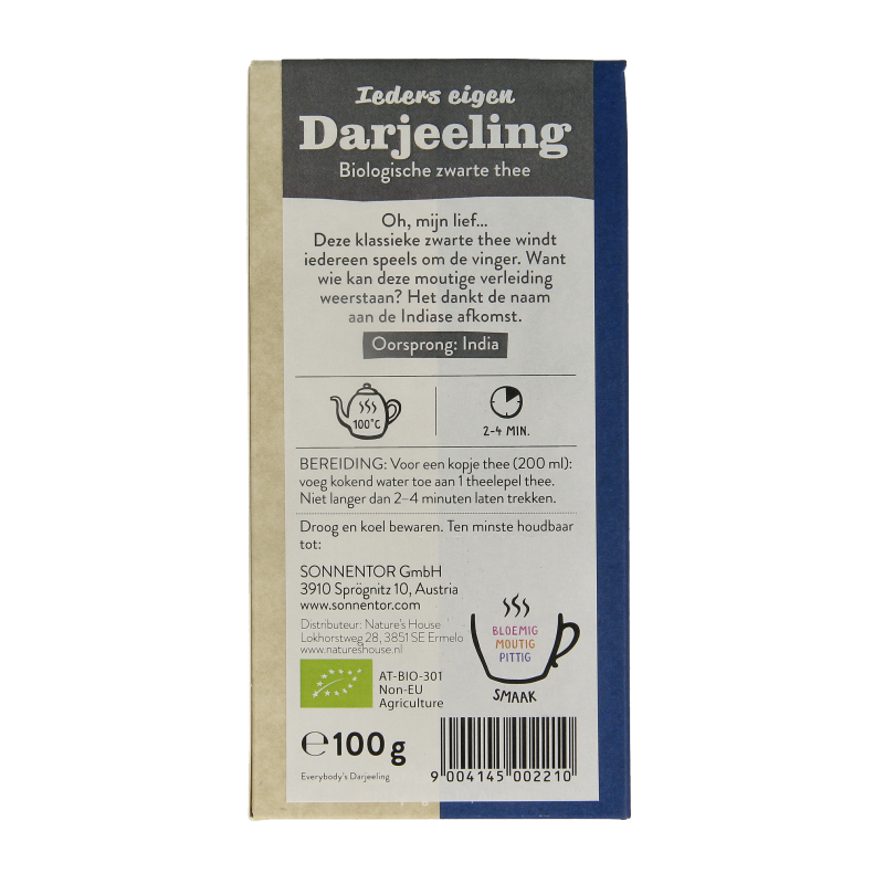 Sonnentor Darjeeling zwarte thee los bio 100 Gram