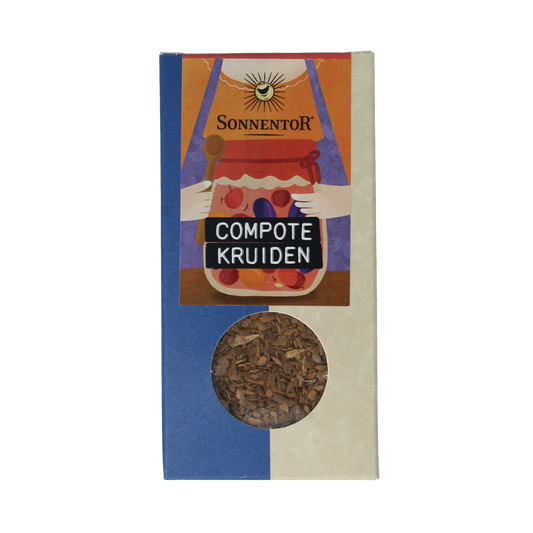 Sonnentor bio kruidencompote in 55g jar, herbal seasoning with herbs, salts, and meal mixes for flavorful cooking.