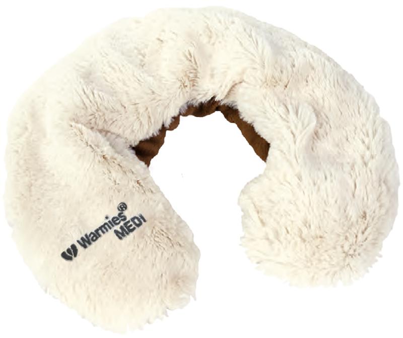 Warmies beige neckwarmer, soft plush toy and cozy accessory, displayed on a neutral background.