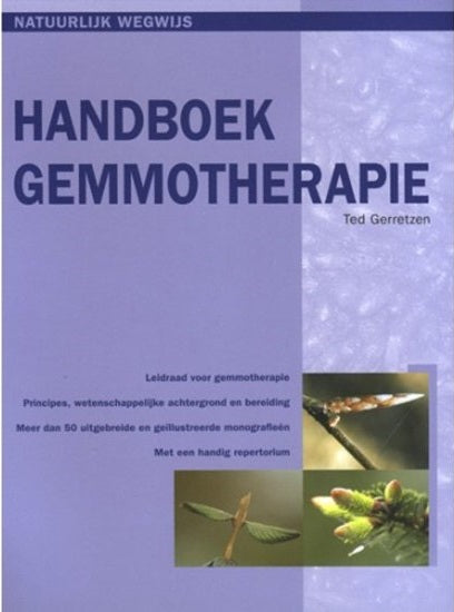 Mannavital handboek gemmotherapie boek cover with title, author name, and colorful illustrations on the front.