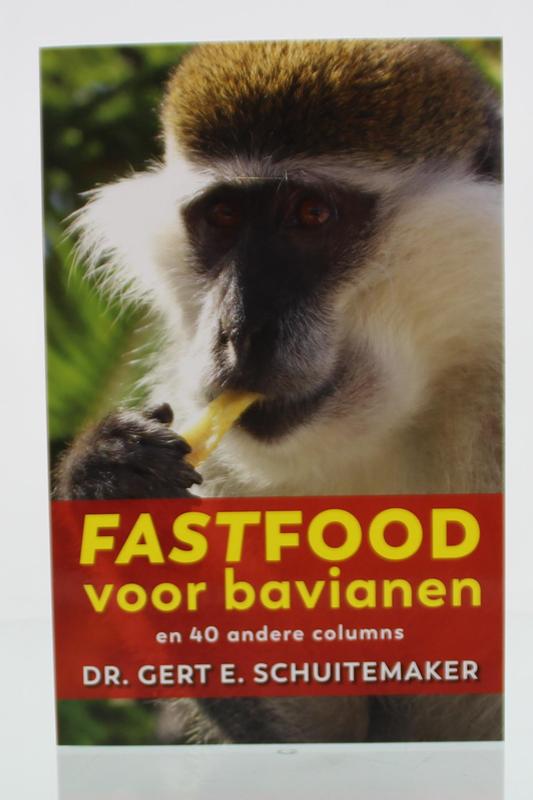 Yours Healthcare Fastfood for baboons book cover, featuring images of primates and nutritional information, 1 piece.
