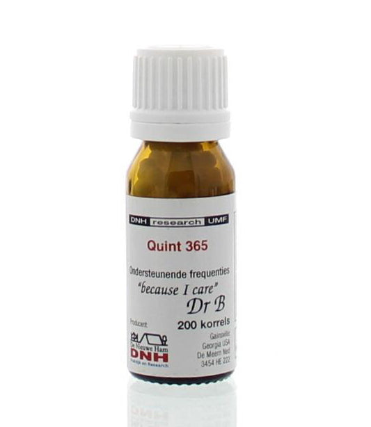 DNH Quint 365 herbal supplement bottles, 200 pieces, displayed with labels and cap tops in a retail setting.