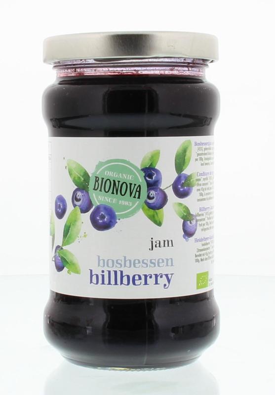 Bionova organic blueberry jam spread on bread, 340 grams, natural broodeg for breakfast or snacks.