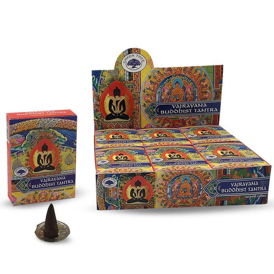 Green Tree Kegelwierook incense sticks, Buddhist tantra scent, 12-pack, traditional natural incense for meditation and spiritual practices.
