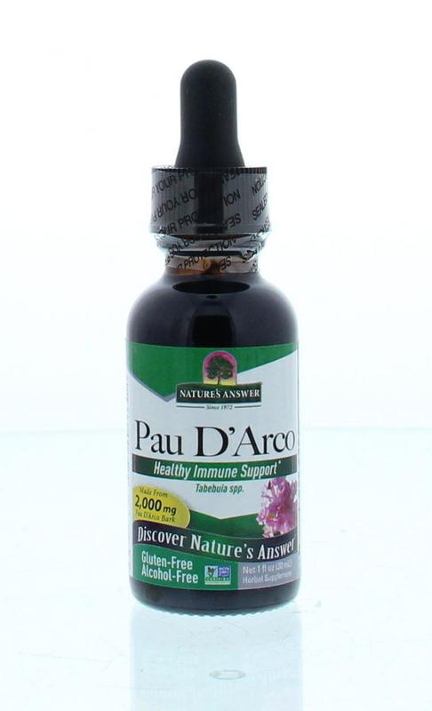 Natures Answer Pau d'Arco extract alcohol-free, 30ml bottle, herbal supplement in a glass dropper bottle with label.