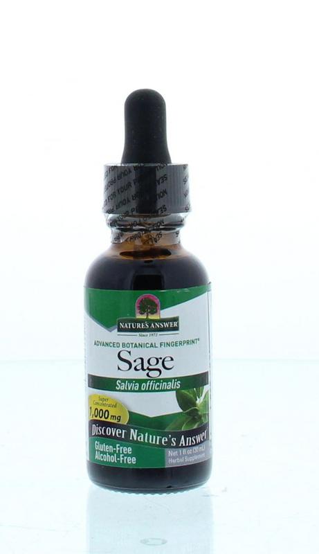 Natures Answer alcohol-free Salvia extract in 30ml bottle, herbal supplement from Kruidenpreparaten collection.