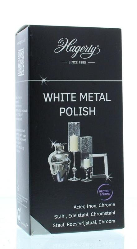 Hagerty White Metal Polish in a 250ml bottle, suitable for cleaning and polishing metal surfaces with natural shine.