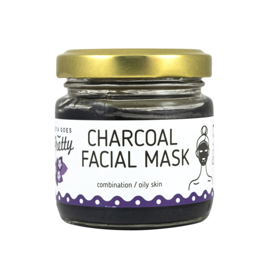 Zoya Goes Pretty Charcoal face mask in 70g container, natural skincare product for facial cleansing and detoxification.