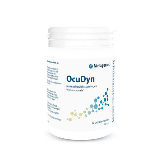 Metagenics Ocudyn multivitamin capsules in a container, dietary supplement for immune support, 60 capsules.