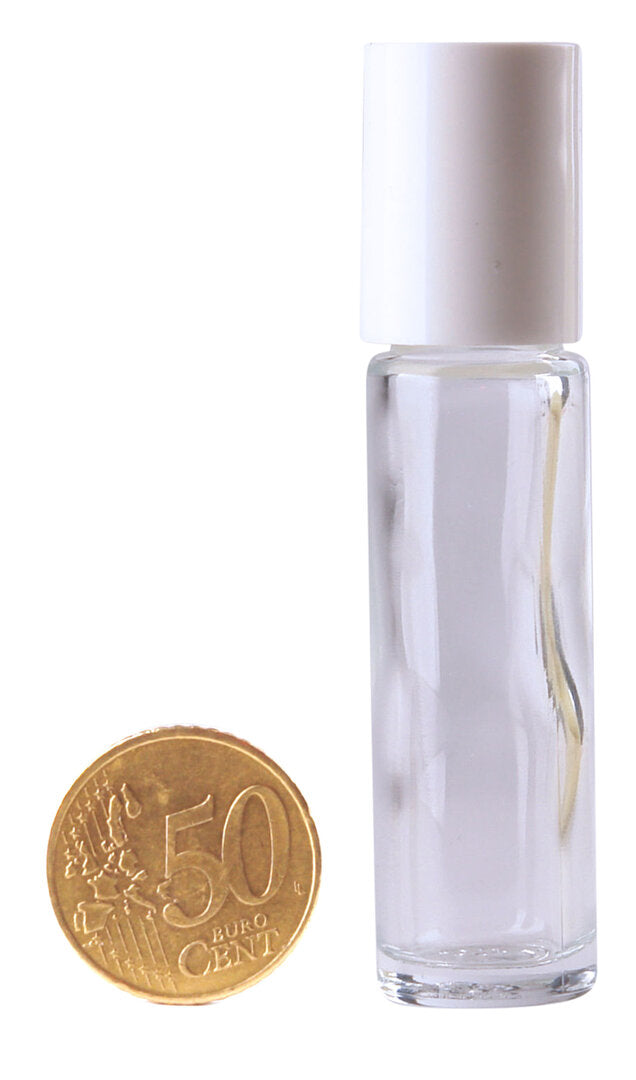 Helios Holland Rollerflesje helder glas 10ml incl witte dop 5.00 Stuks