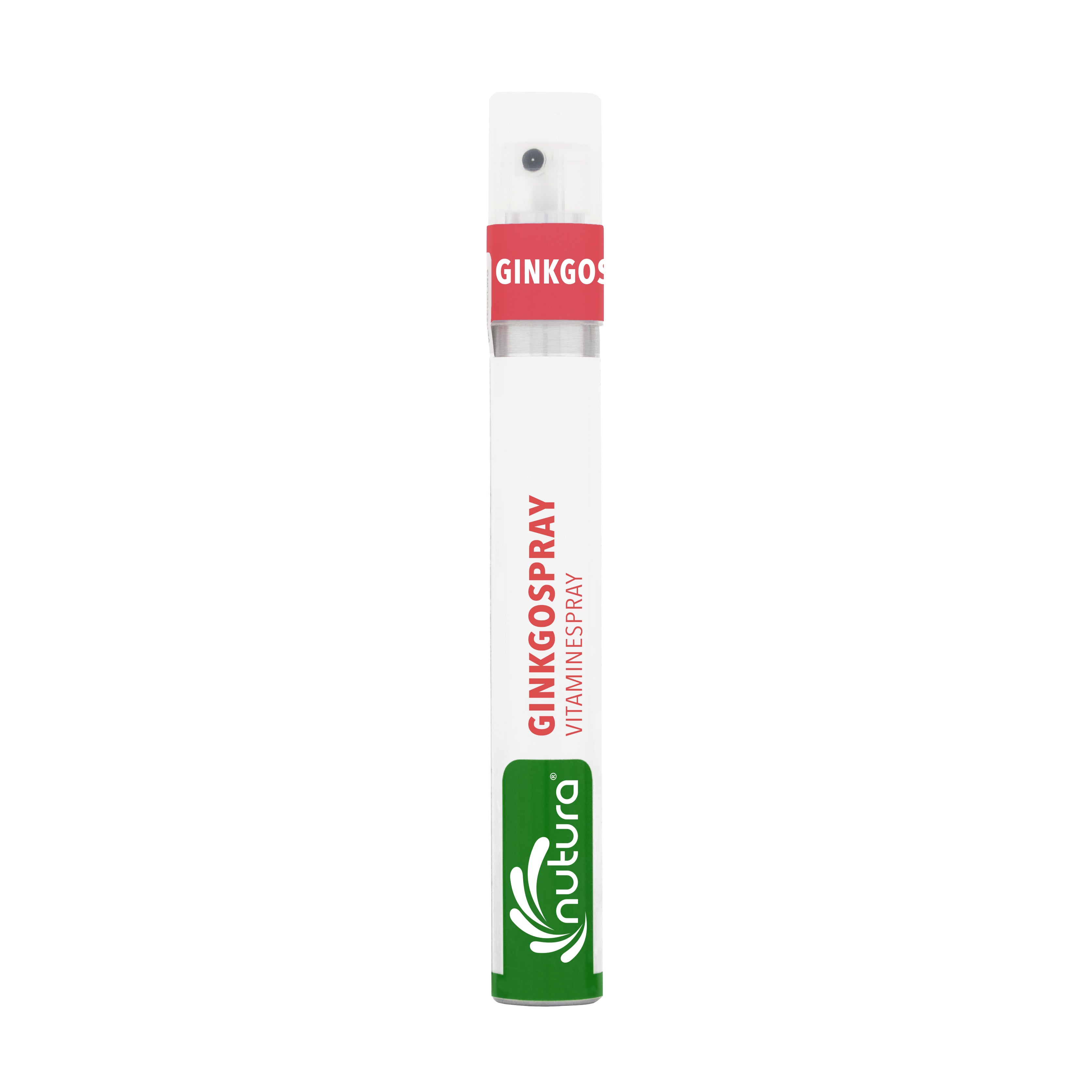 Nutura Vitaminesprays Ginkgo vitaminespray bottle, herbal supplement in 14.4ml container, natural herbal remedy for wellness.
