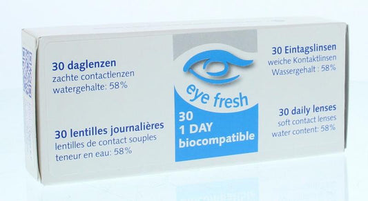 Eyefresh Daglenzen -2.50 contact lenses in a box of 30, featuring clear packaging and individual lens containers.