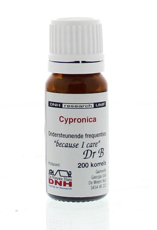 DNH Cypronica 200.00 herbal supplement packaging, featuring dried herbs and product label, for natural health support.