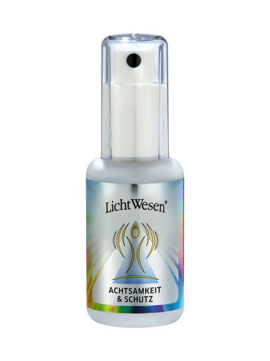 Lichtwesen Oplettendheid en bescherming spiritualiteit product in 30ml bottle, featuring a mystical design and spiritual symbols.