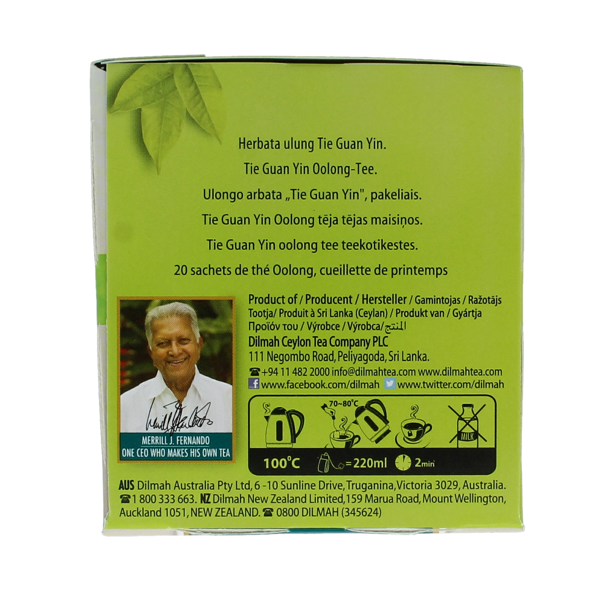 Dilmah Springtime fragrant oolong green tea 20.00 Zakjes