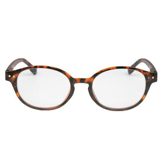 IBD Leesbril mat Havana round reading glasses with +3.00 diopters, single pair, optical eyewear, stylish and lightweight.