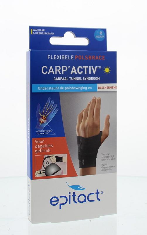 Epitact Carp activ right brace in size M, shown on a plain background, designed to support the wrist and reduce pain.