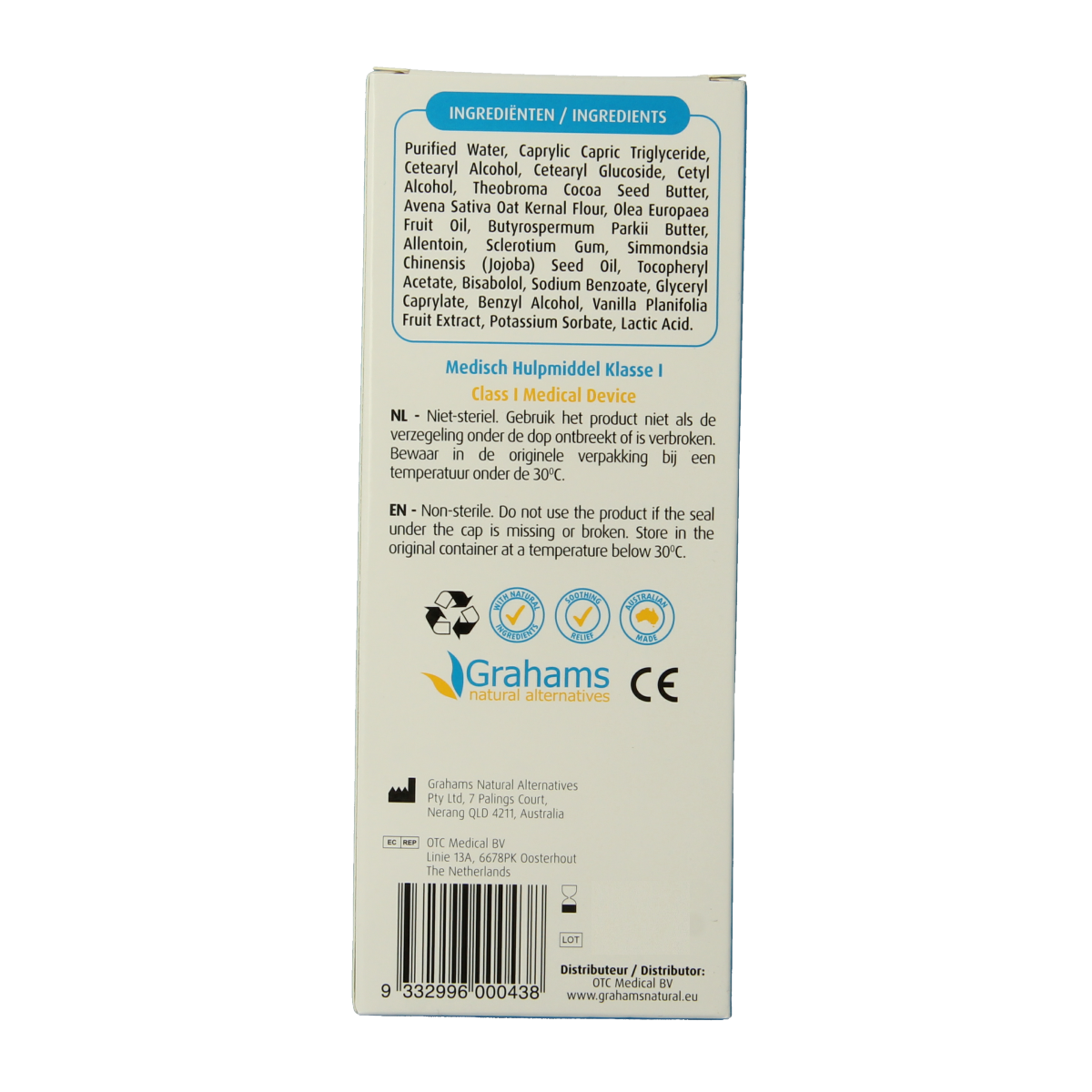 Grahams Eczeemcreme 150g, a jar of body skincare cream for eczema relief with natural ingredients and soothing formula.