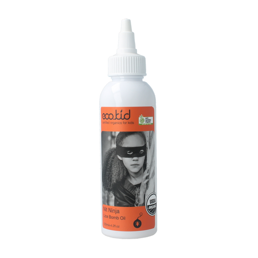 Ecokid Lice Bomb for hair treatment, 125ml, natural lice removal product in a clear bottle with label.