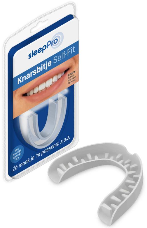 SleepPro SleepPro Knarsbitje self-fit for therapy, showing the adjustable occlusal splint used for dental sleep therapy.