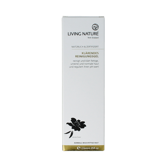 Living Nature Purifying Cleanser in 120ml bottle, natural facial skincare product for deep cleansing and skin purification.