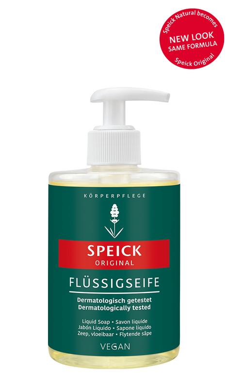 Speick Original liquid soap in pump bottle, 300ml, featuring natural ingredients, designed for gentle hand cleansing.