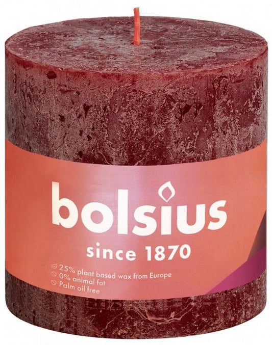 Bolsius Rustiekkaars shine 100/100 velvet red 1.00 Stuks