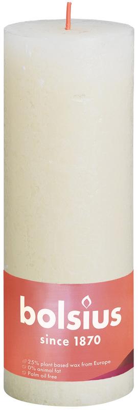Bolsius Rustiekkaars Shine 190/68 soft pearl, a single decorative candle with a textured finish and warm glow.