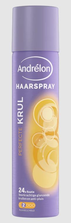 Andrelon Haarstyling Haarspray voor perfecte krullen, 250 ml, holding spray for curly hair styling.