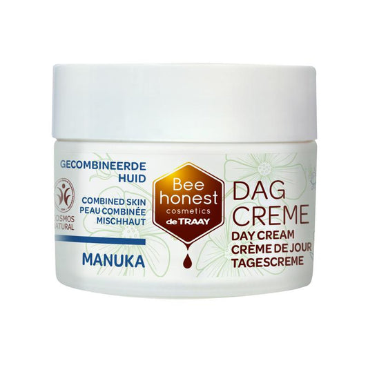 Traay Bee Honest Manuka face cream in 50ml jar, facial skincare product with natural ingredients for skin hydration and care.