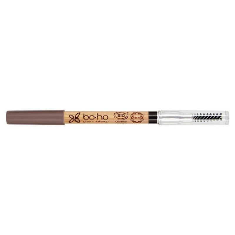 Boho green makeup eyebrow pencil in anthracite 04, with sharpened tip and packaging, for natural eyebrow definition.