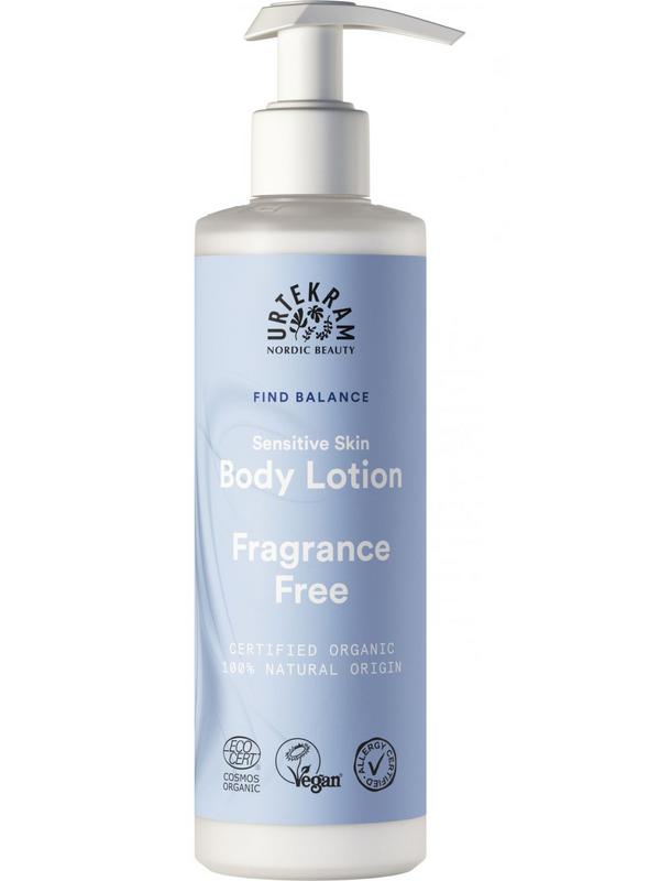 Urtekram Find Balance body lotion for sensitive skin, 245ml, featuring a soothing and nourishing body care formula.