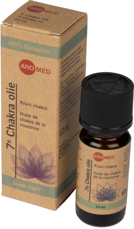 Aromed Lotus 7e chakra oil in a 10ml bottle, natural bio spiritual oil with colorful chakra symbols on the label.