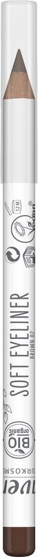 Lavera Soft Brown Eyeliner 02, makeup product, with brown pencil visible for eye definition in a natural makeup look.
