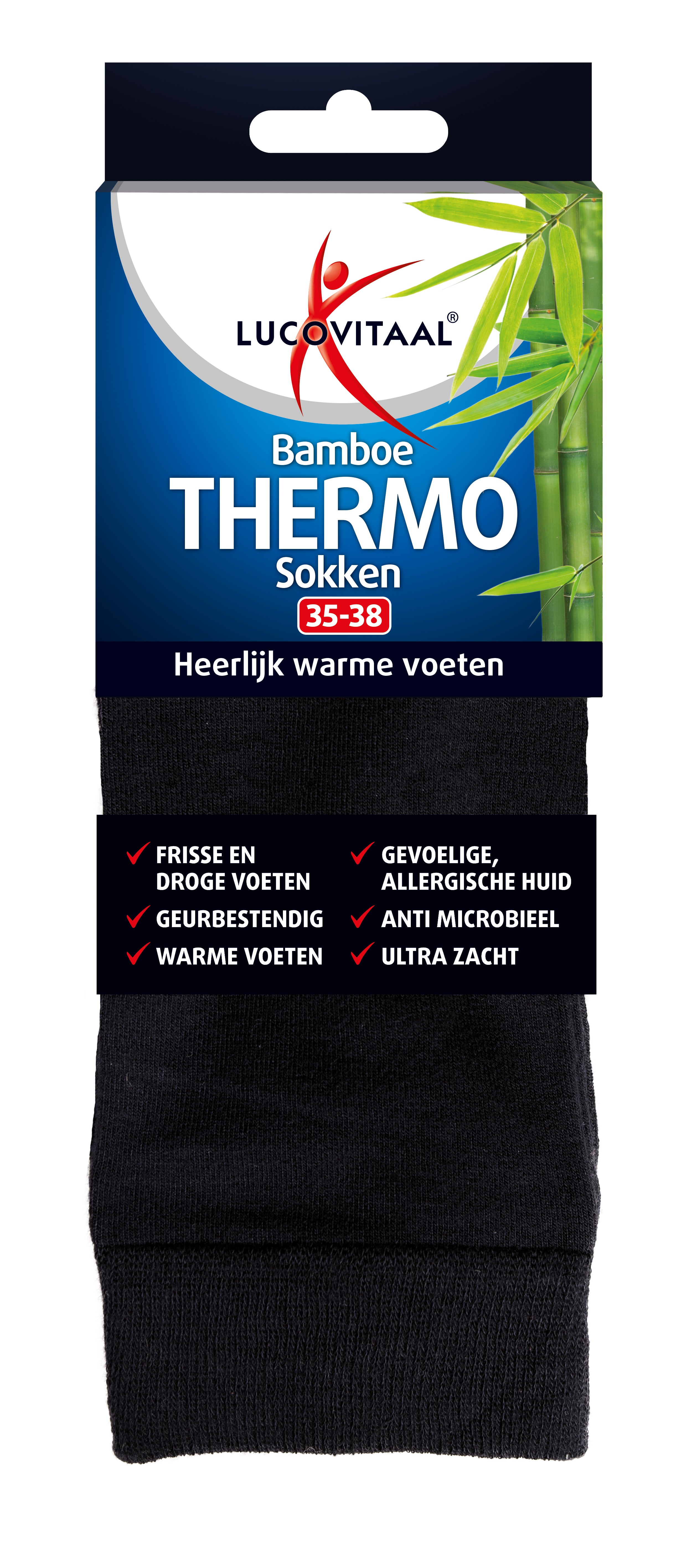 Lucovitaal Bamboe thermosok  maat 35-38 1.00 Paar