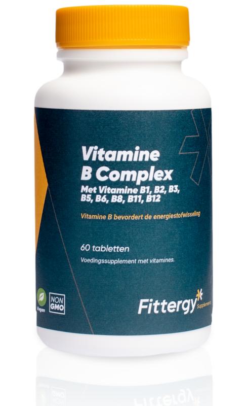 Fittergy Vitamin B complex tablets in a blister pack, dietary supplement for energy and overall health.