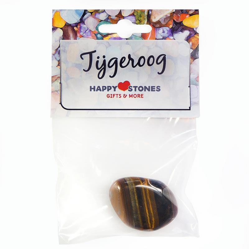 Happy Stones Tijgeroog stones set with two tumbled tiger's eye stones, showcasing their warm golden-brown color and smooth polished surface.