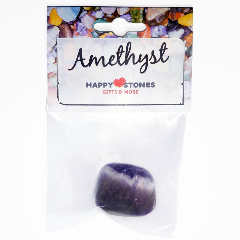 Happy Stones Amethyst stone, 1 piece, featuring vibrant purple crystals, natural gemstone for healing and decoration.